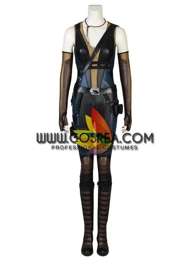 Domino Deadpool 2 cosplay costume - PU leather material.