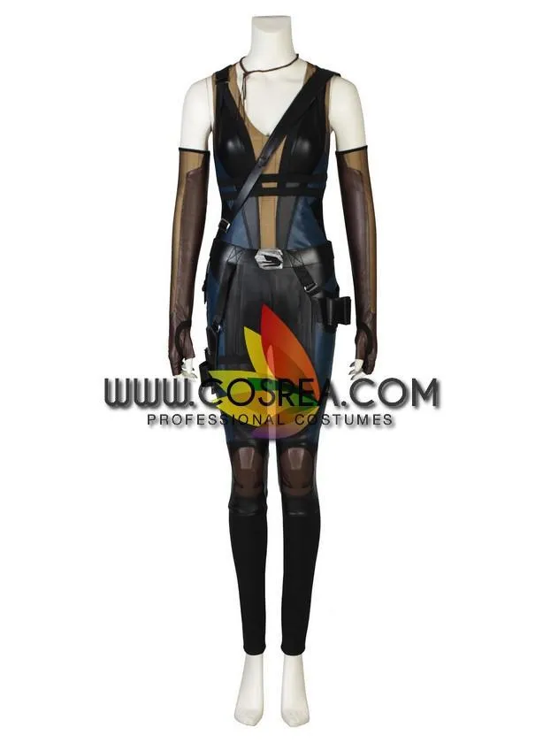 Domino Deadpool 2 cosplay costume - PU leather material.