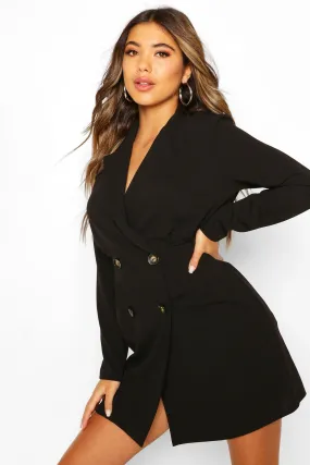 Double Breasted Pleated Waist Blazer Dress