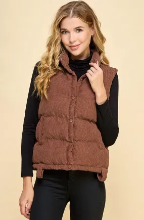 Dress appropriately with corded puffer vest