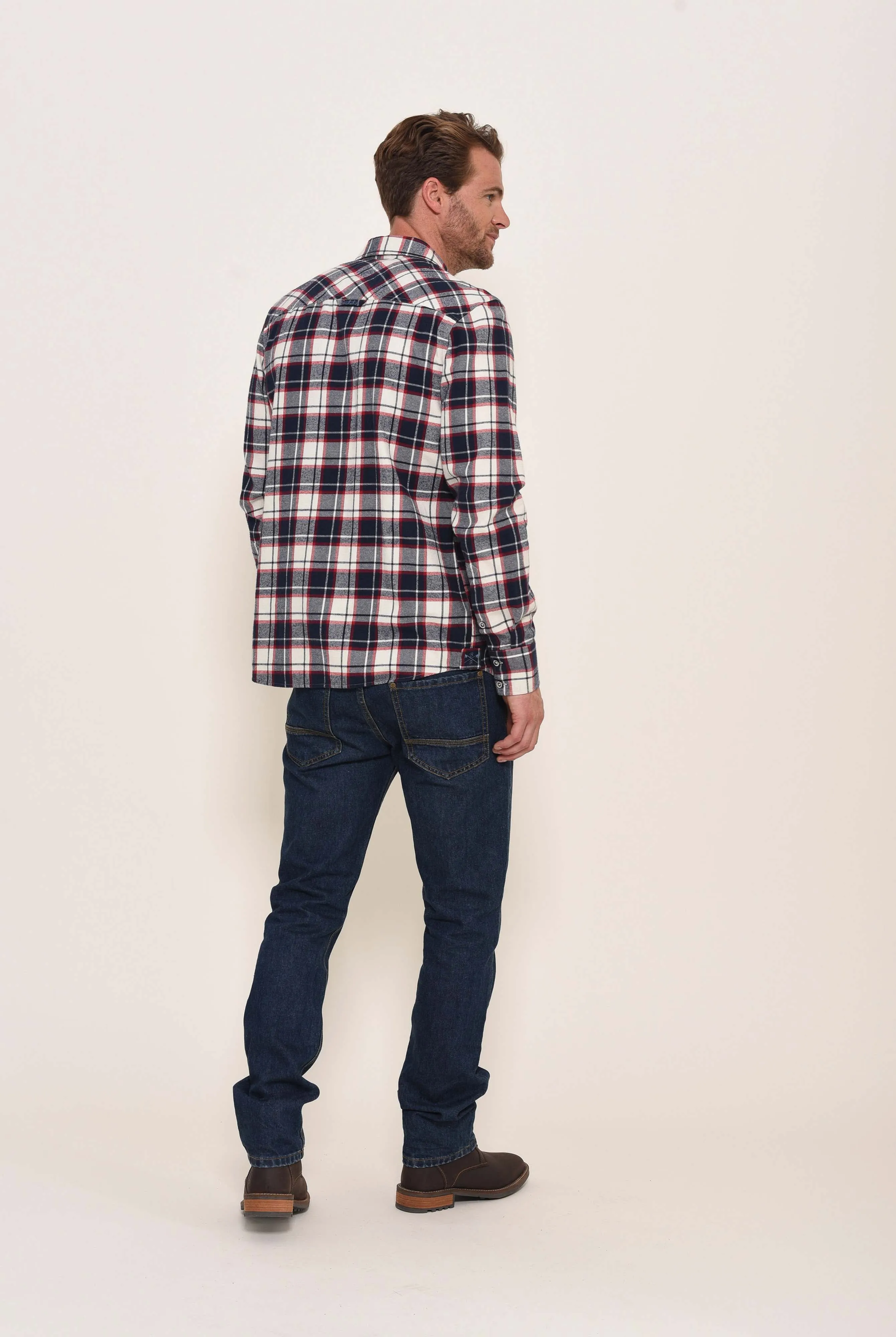 Ecru flannel check shirt