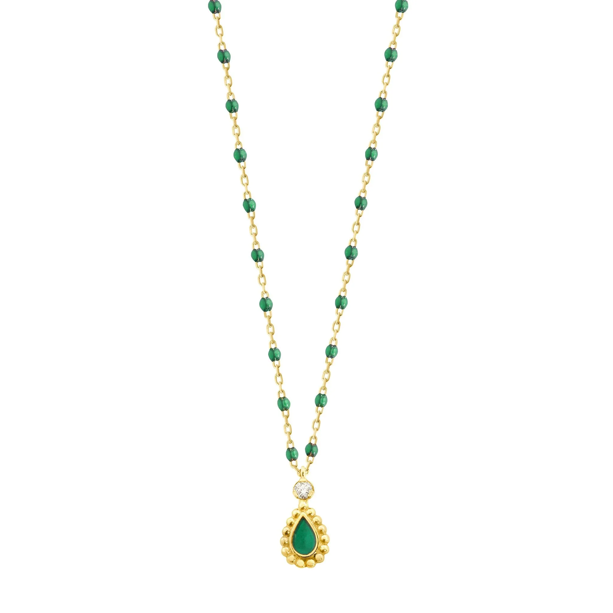 Emerald Lucky Cashmere Necklace - Yellow Gold - 16.5