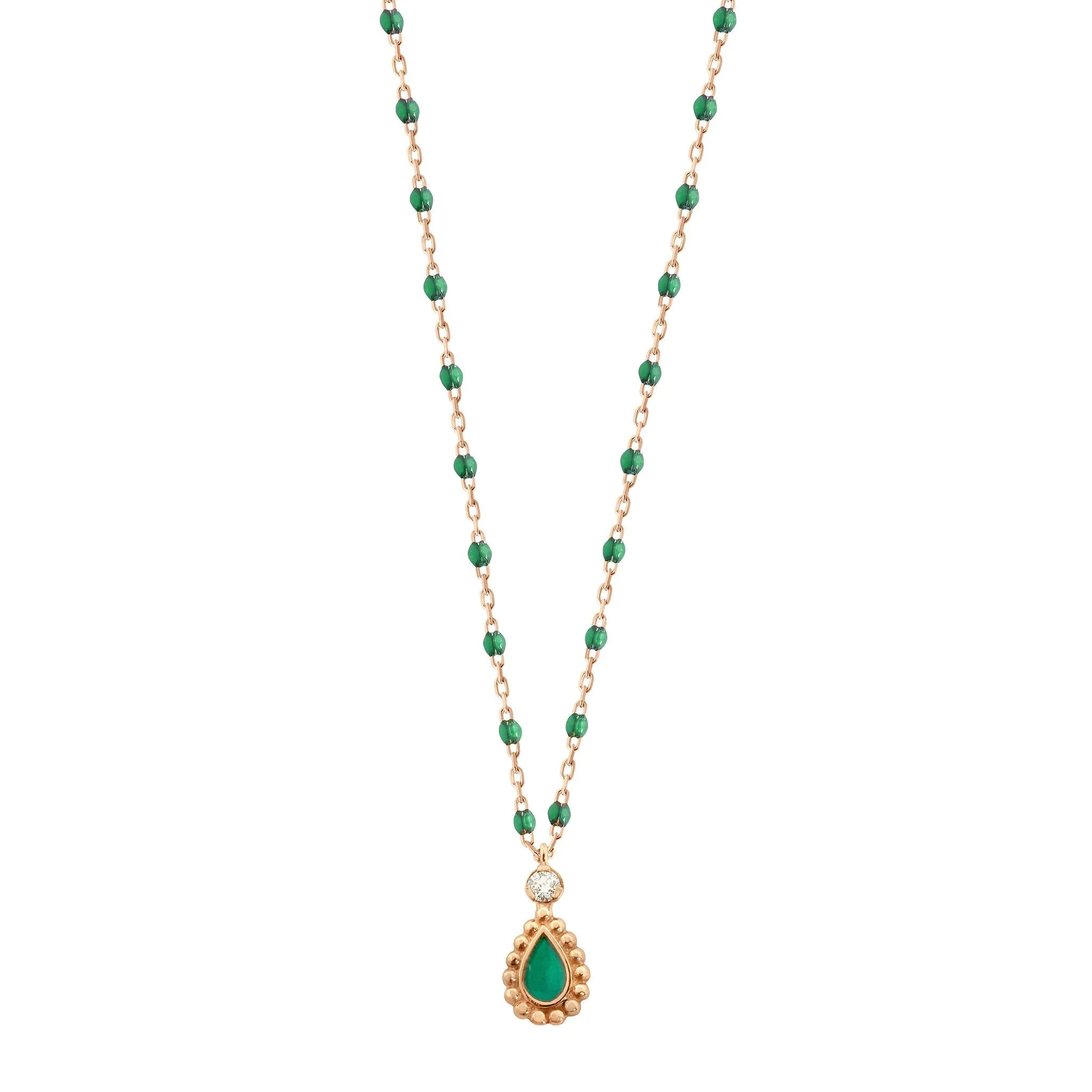 Emerald Mini Lucky Cashmere Necklace Rose Gold 16.5 Inches