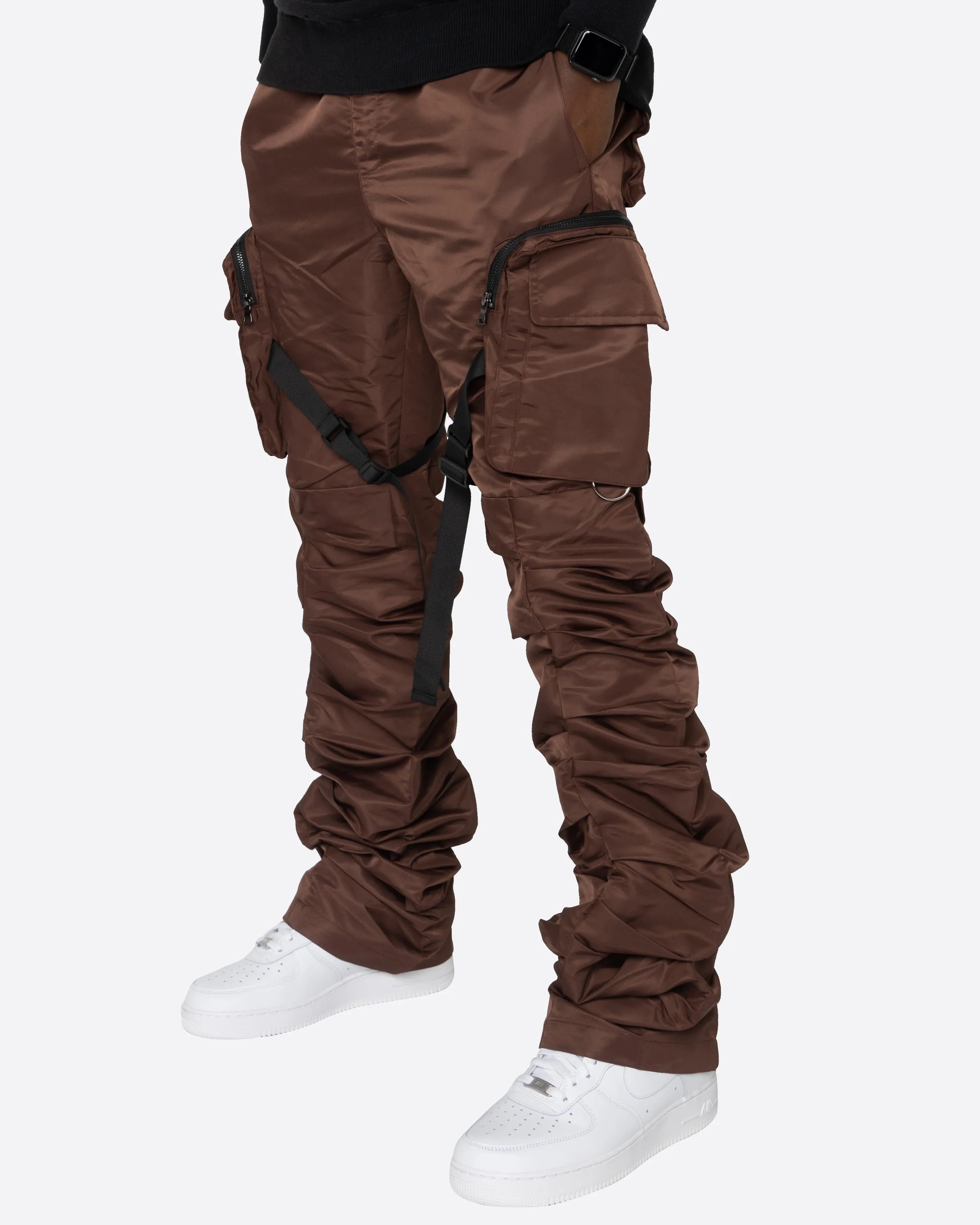 EPTM Brown Stacked Flare Cargo Pants