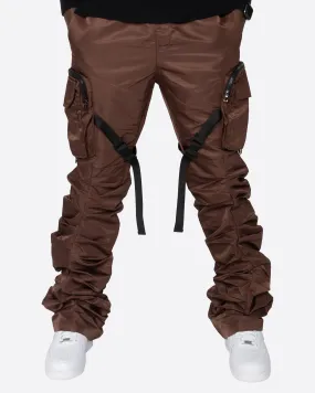 EPTM Brown Stacked Flare Cargo Pants