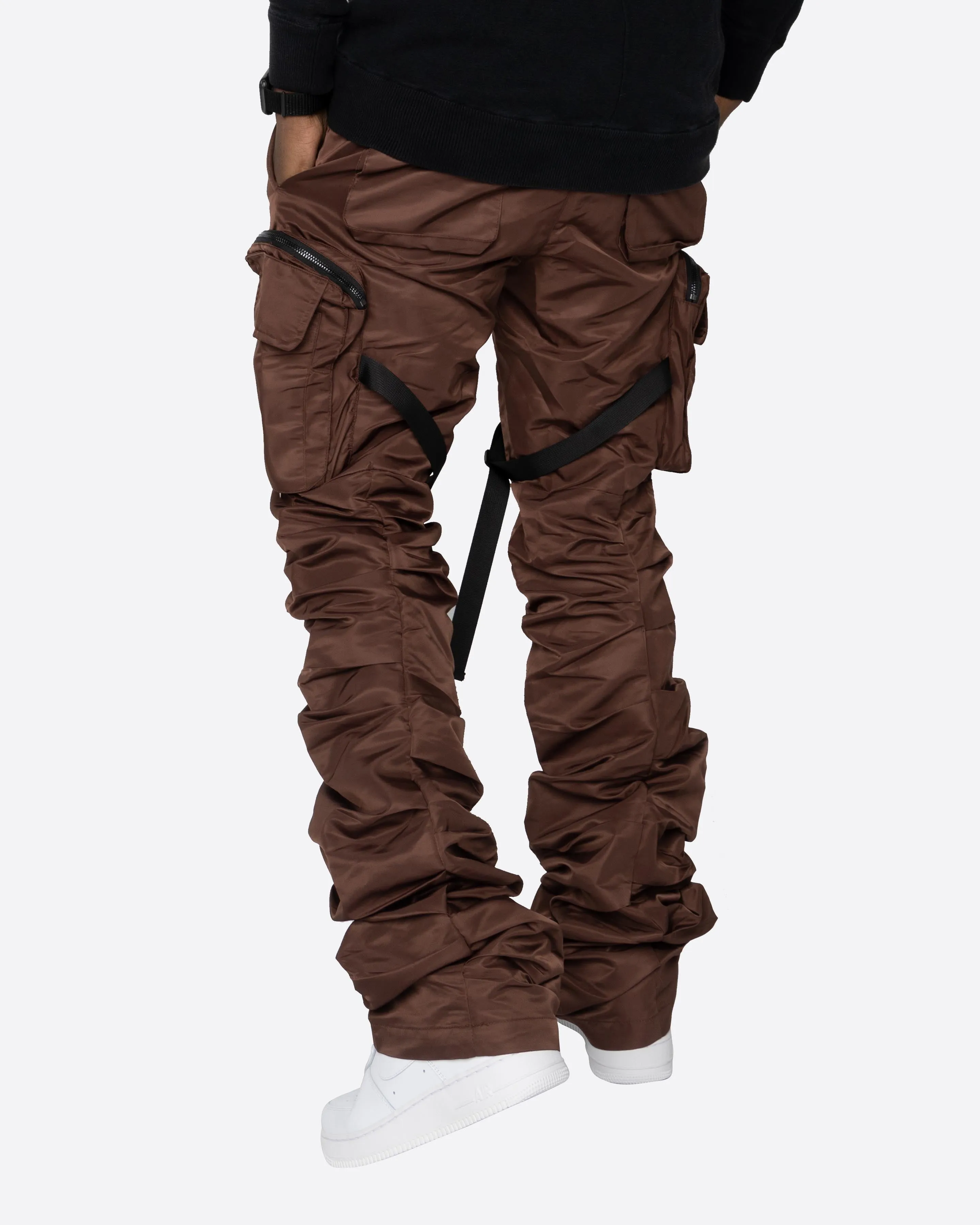 EPTM Brown Stacked Flare Cargo Pants