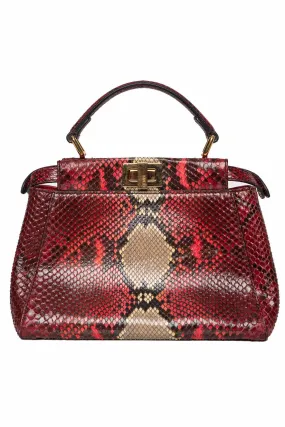 Fendi Mini Red Python Peekaboo Purse