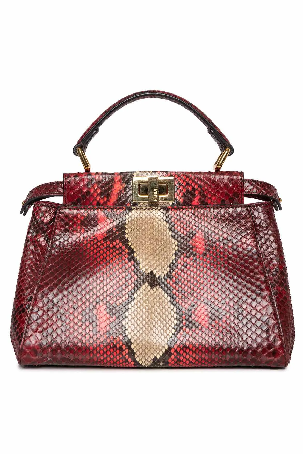 Fendi Mini Red Python Peekaboo Purse