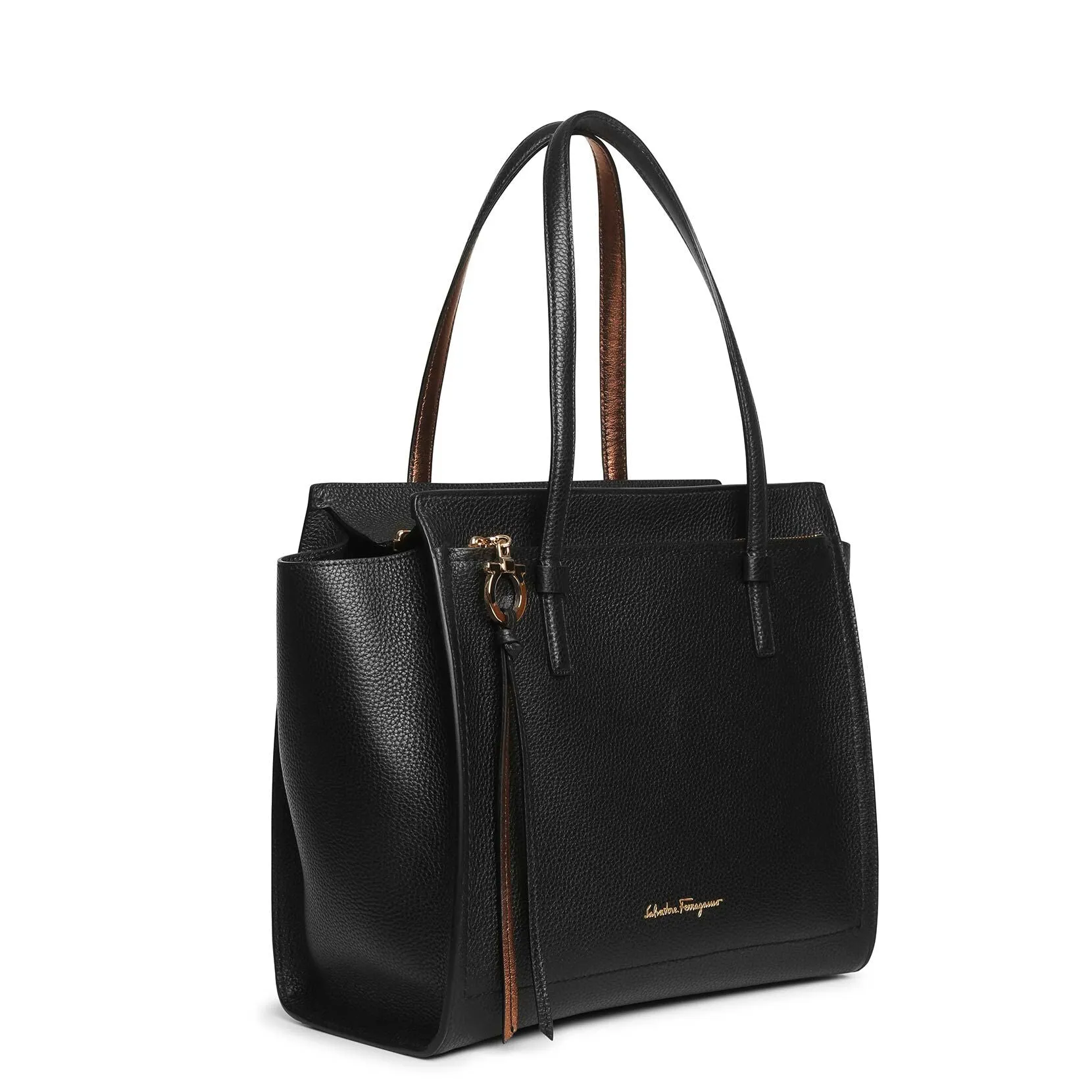 Ferragamo Amy M black leather tote bag