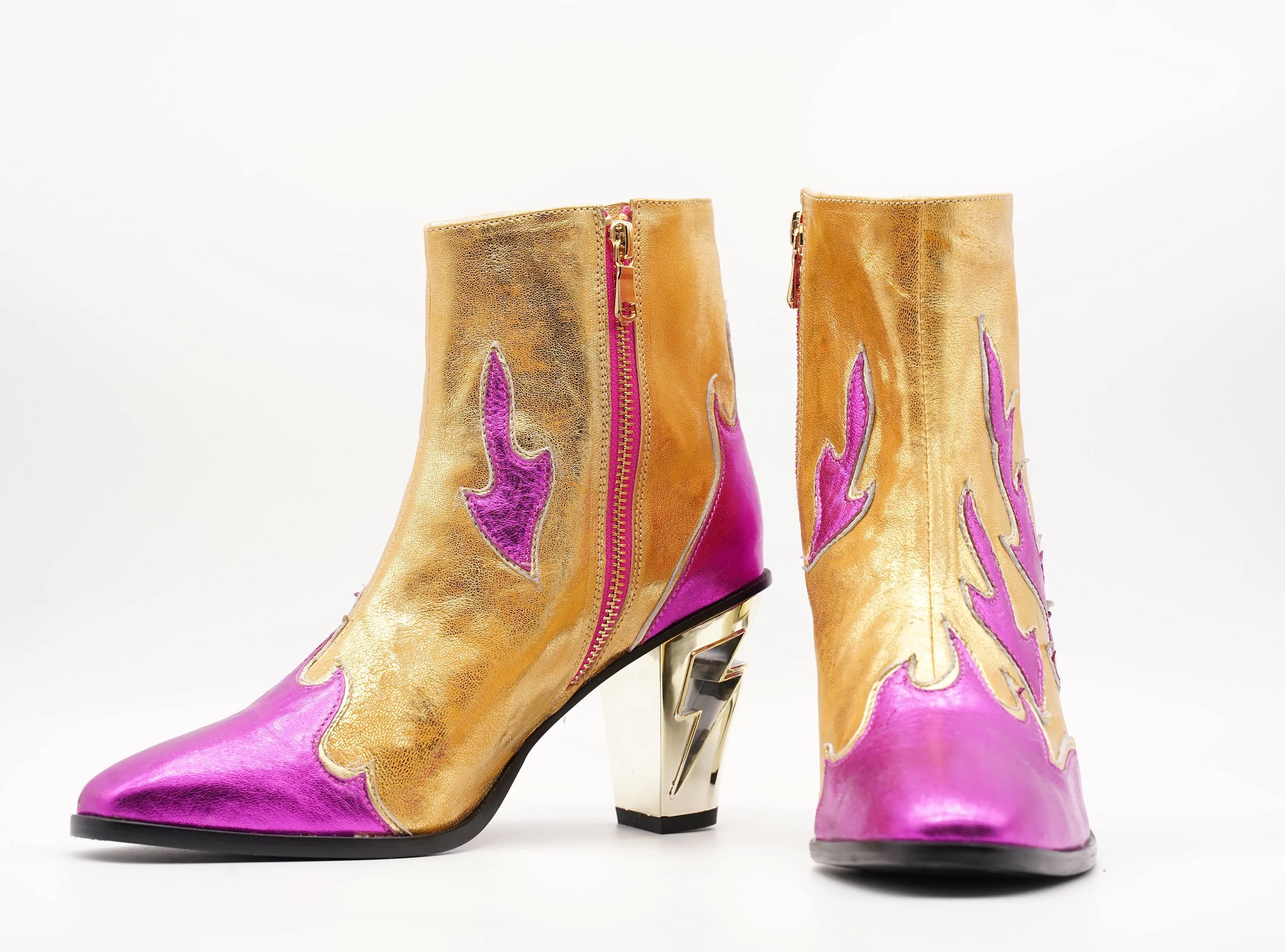 Flame Lightning Heel Boot - Customizable & Unique Design