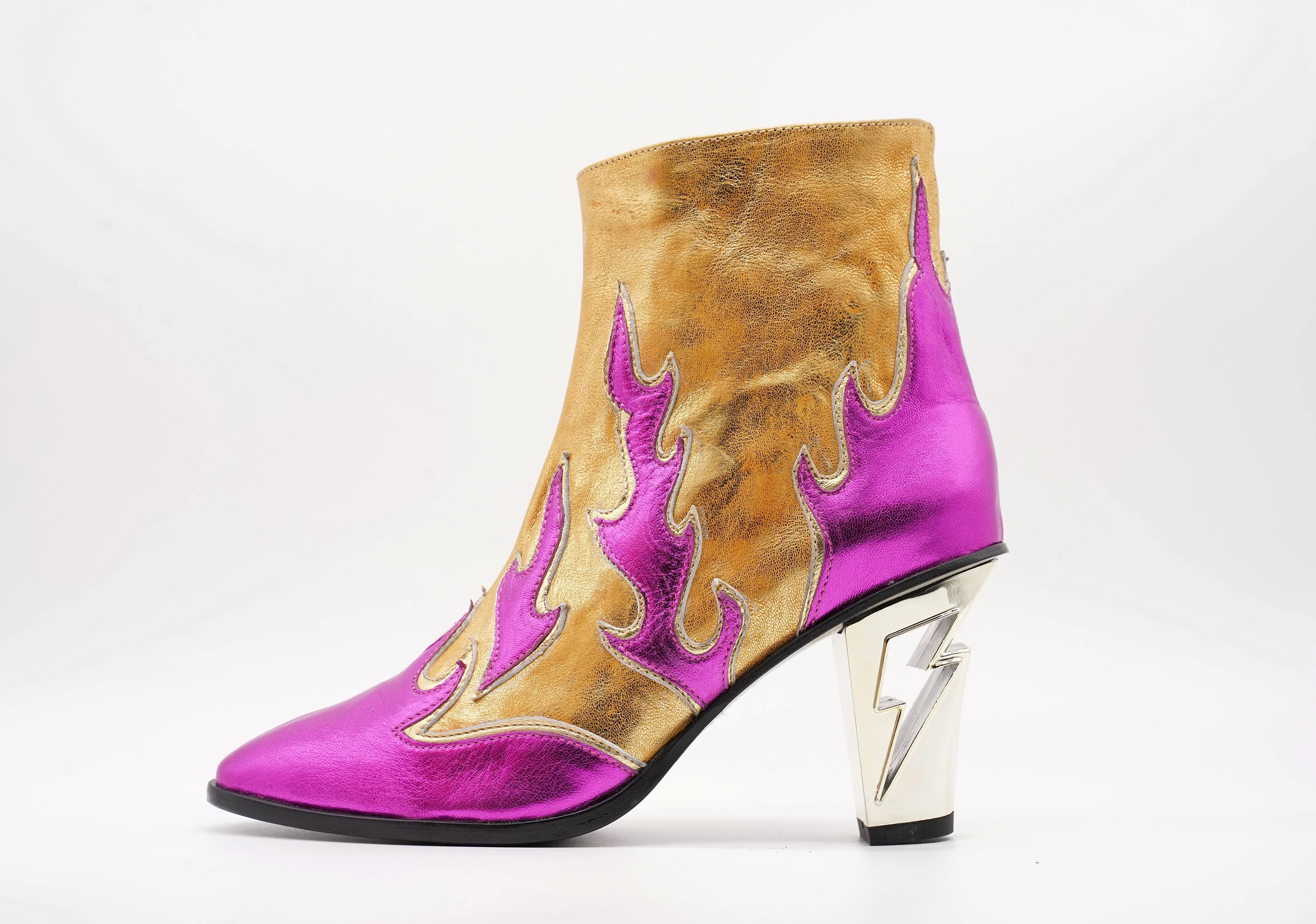 Flame Lightning Heel Boot - Customizable & Unique Design