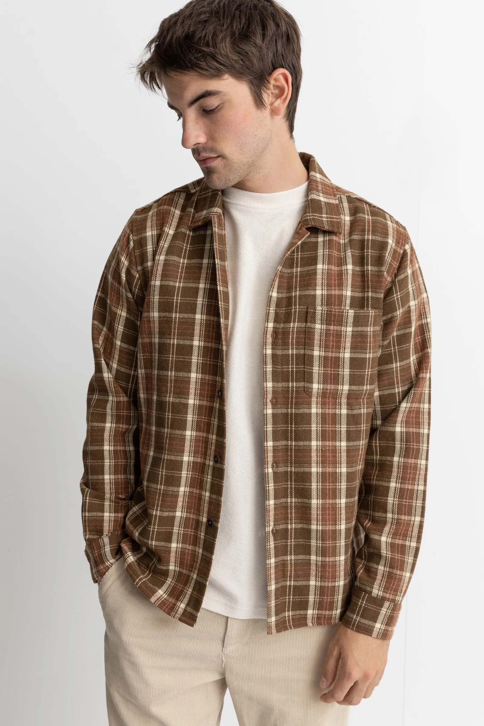 Flannel Long Sleeve Shirt in Chocolate Brown