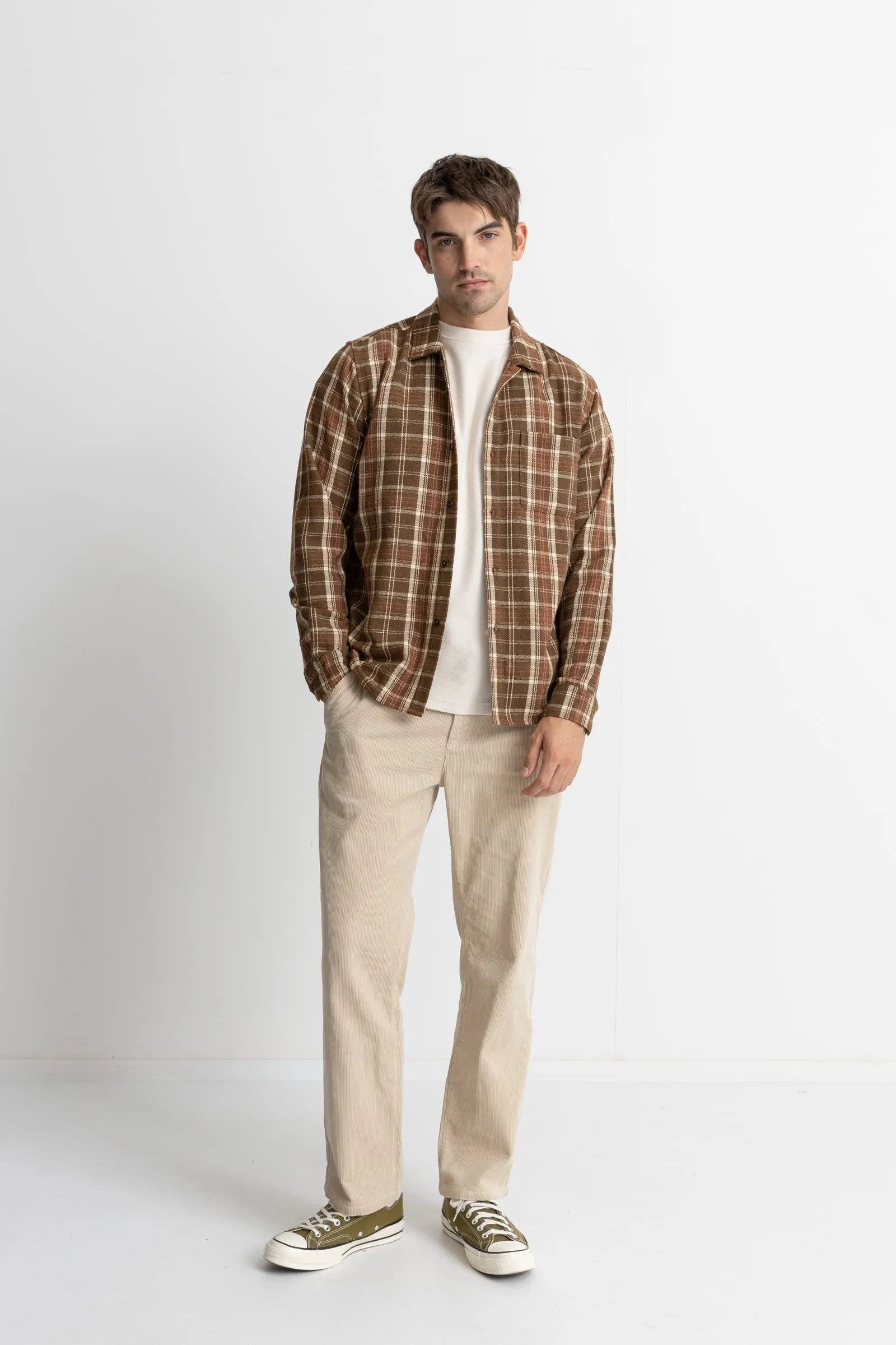 Flannel Long Sleeve Shirt in Chocolate Brown