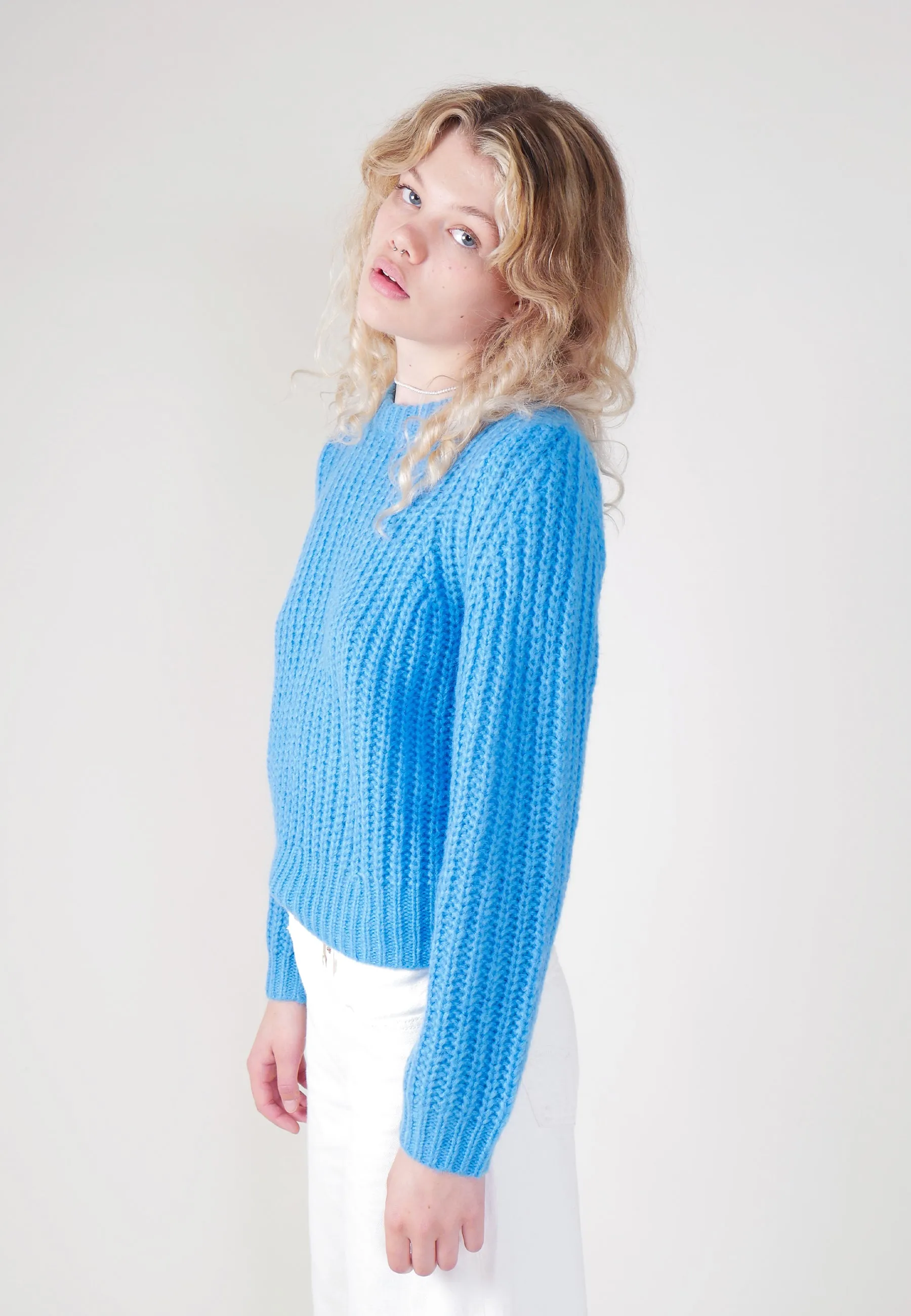 Fluffy Sailor Sweater - Bluebird