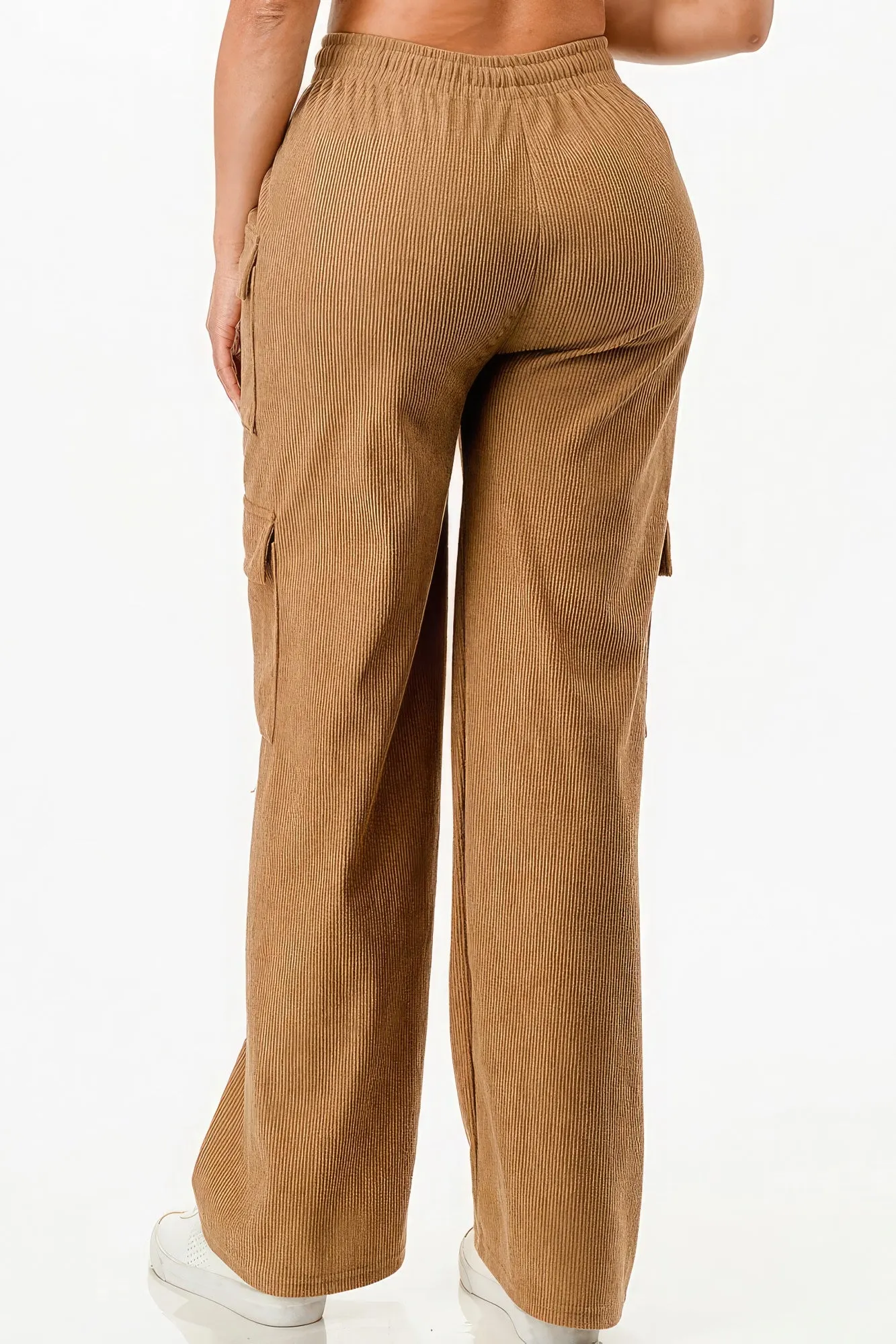 Front Tie Corduroy Cargo Pants