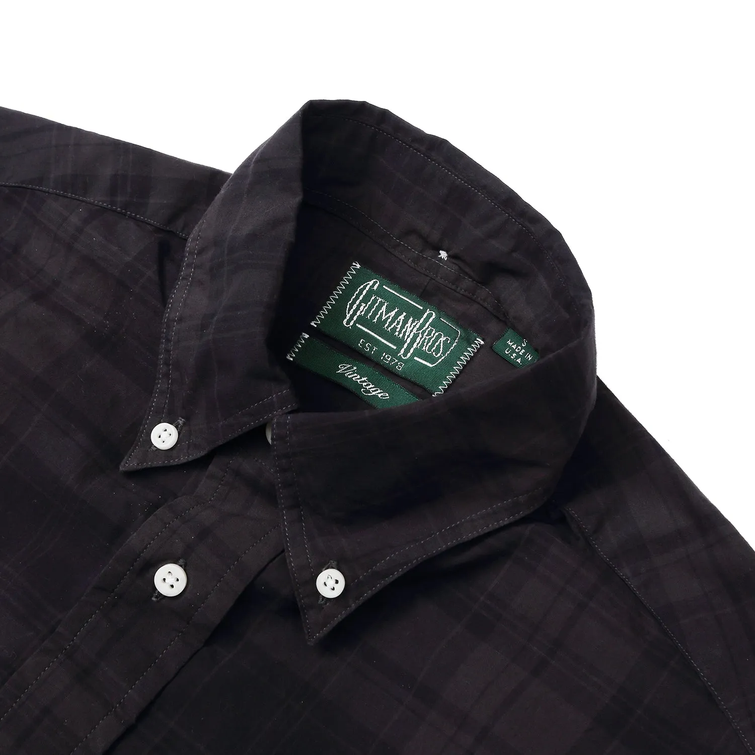 Gitman Vintage - Black Check Brushed Poplin Shirt