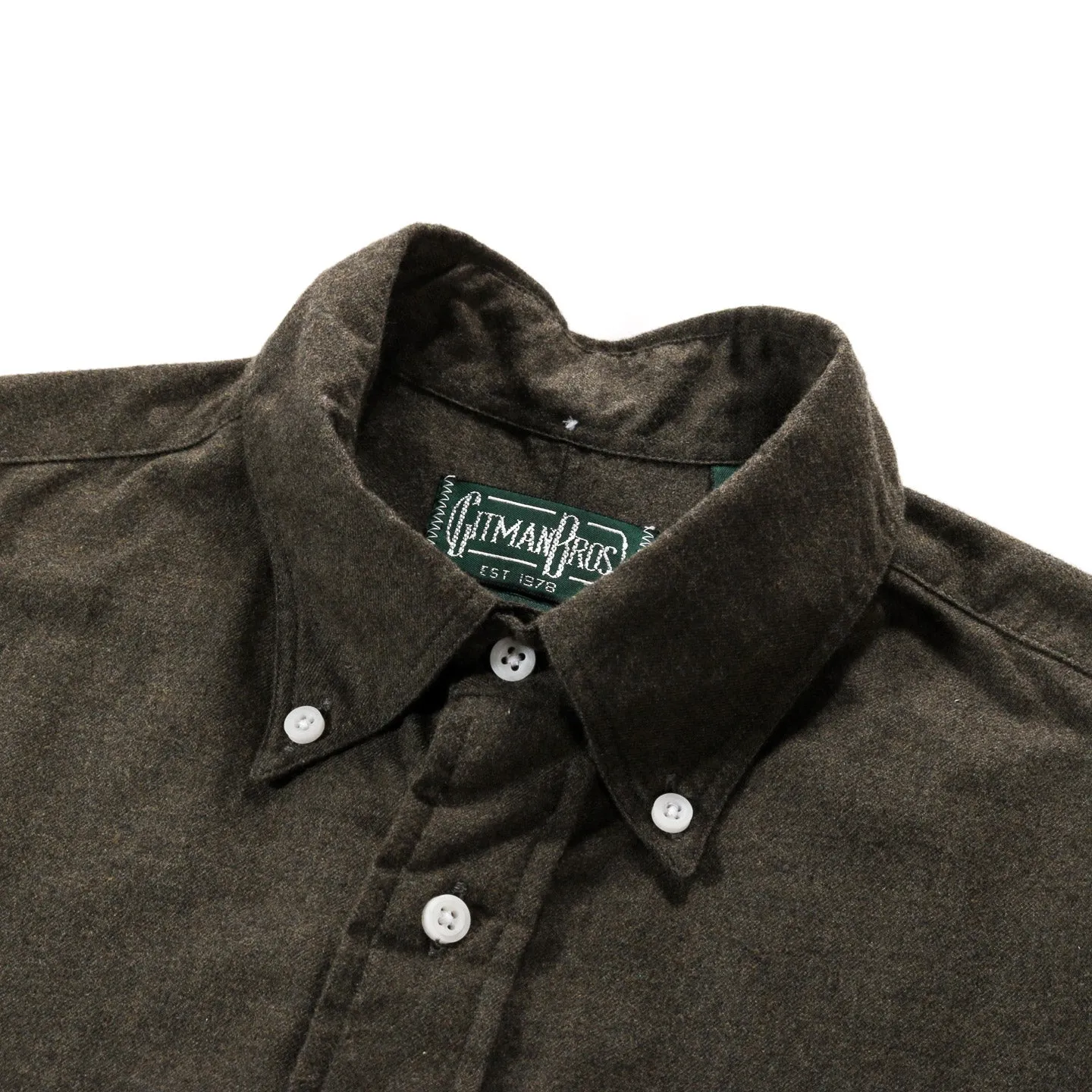 Gitman Vintage Flannel Shirt in Olive Green