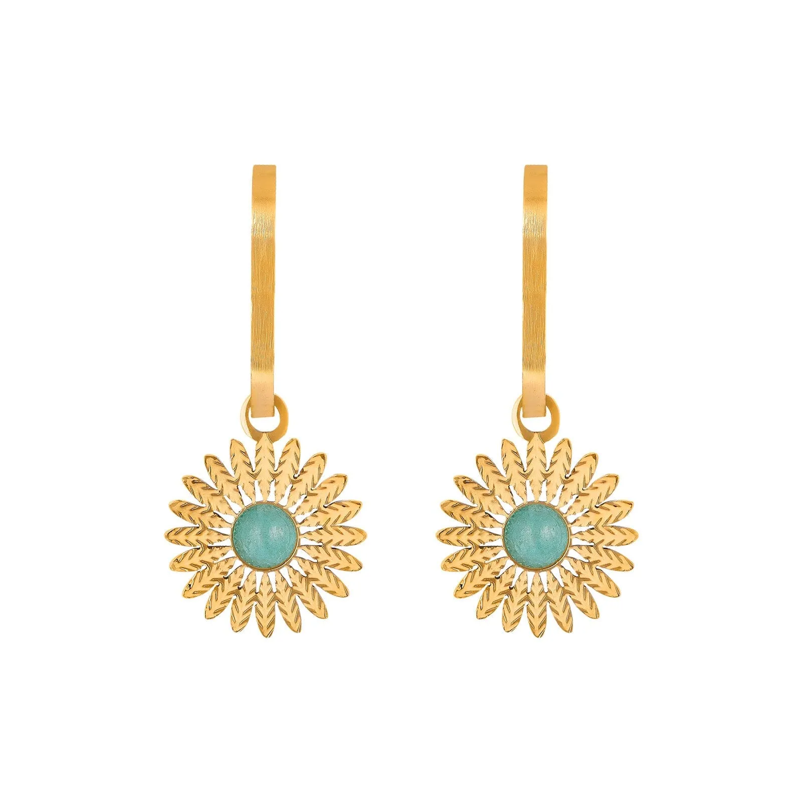 Gold Dangling Sunflower Earrings