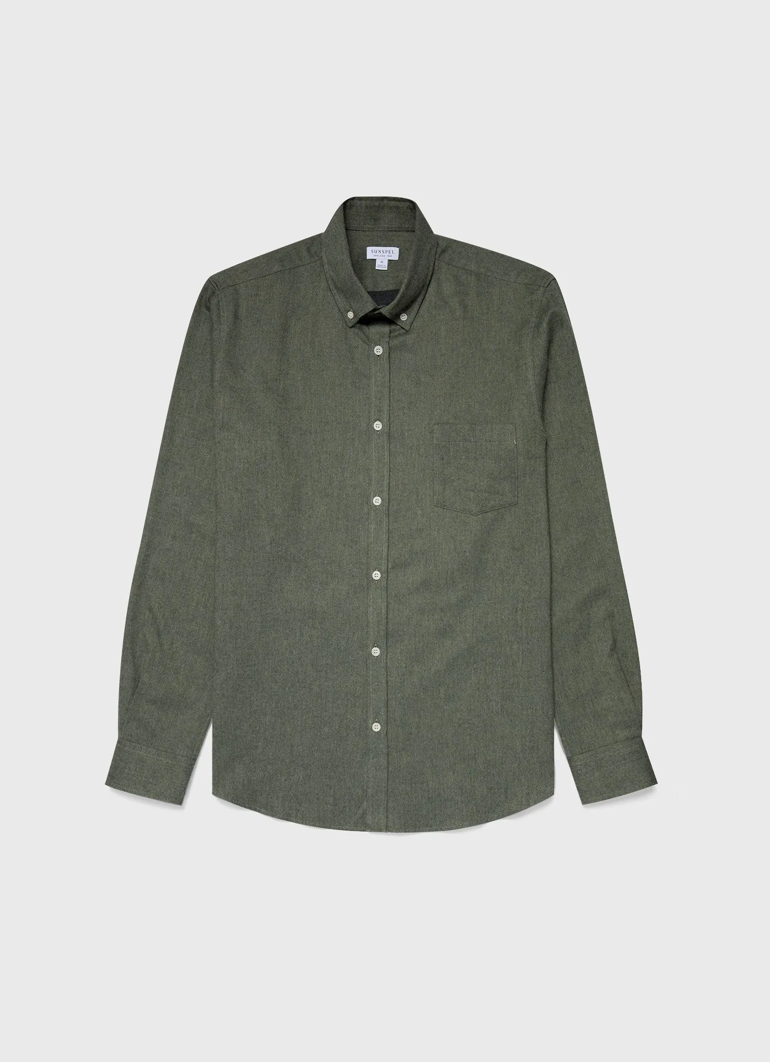 Green Melange Men's Button Down Flannel Shirt