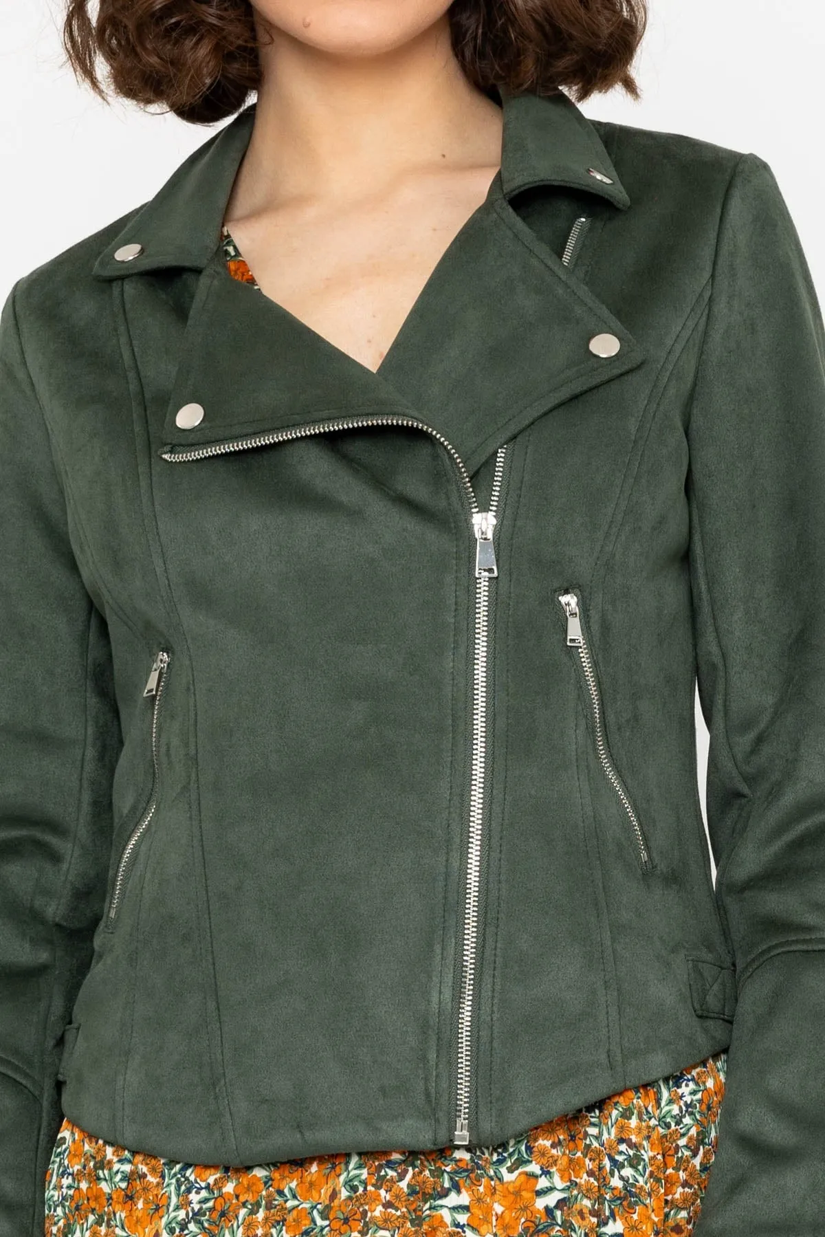 Green Suede Biker Jacket