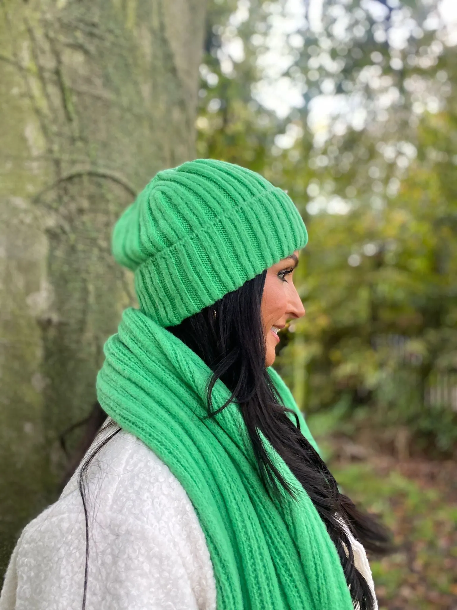 green wool hat