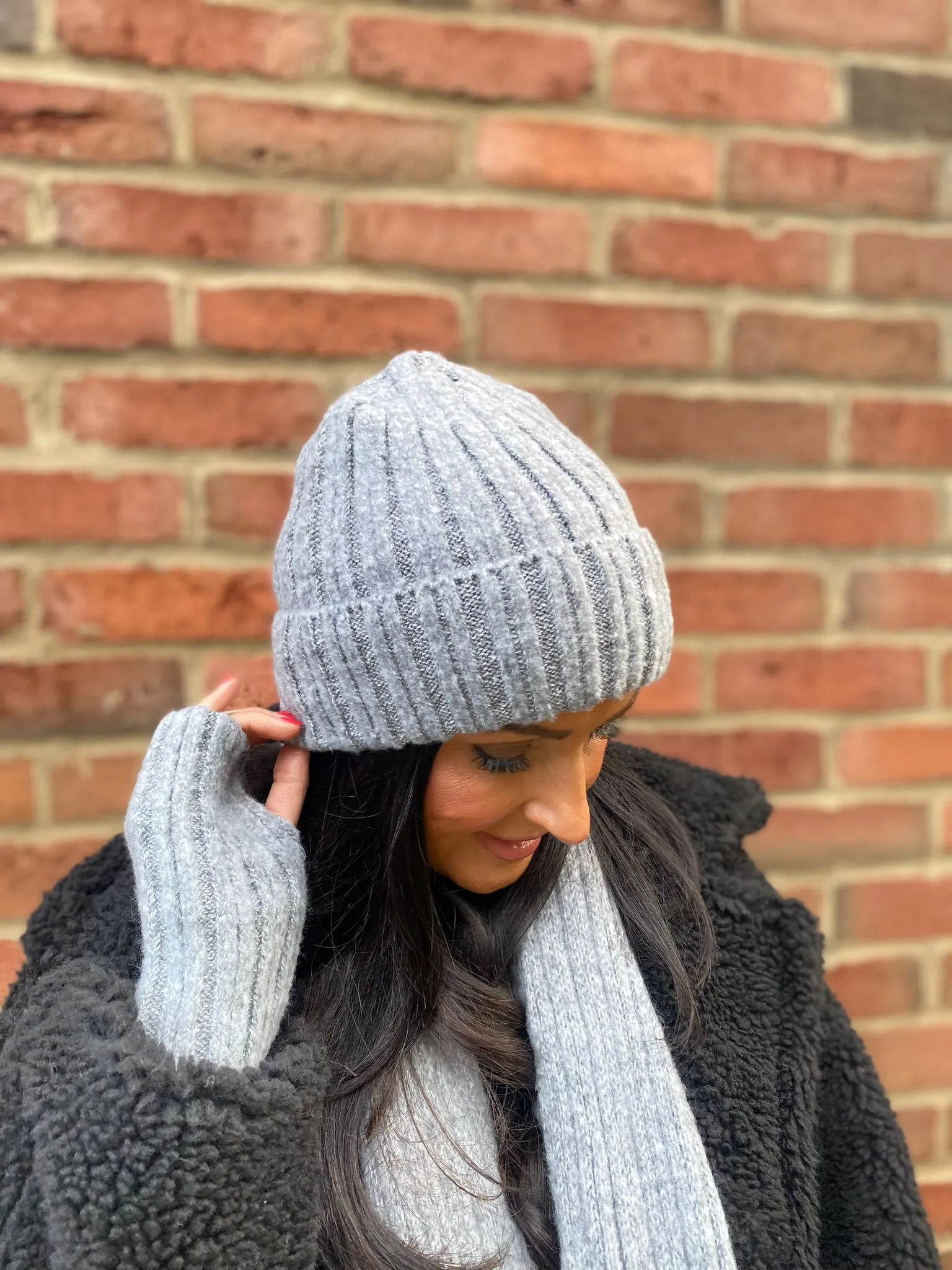 Grey Wool Knit Hat