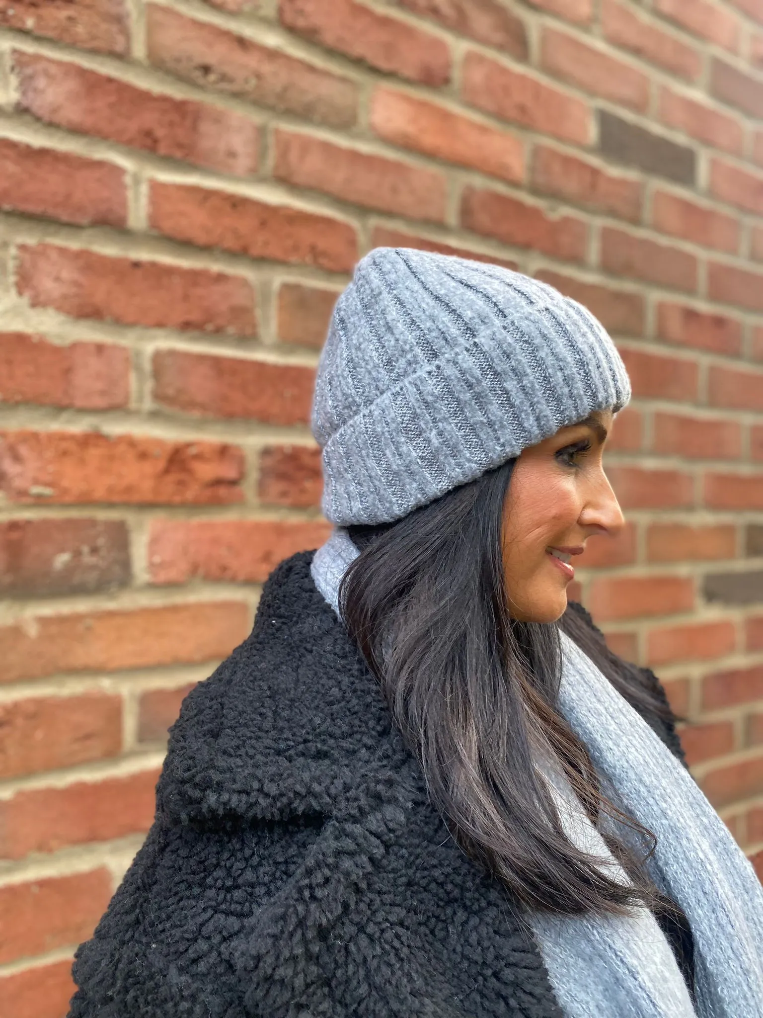 Grey Wool Knit Hat