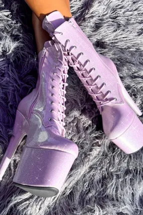 Hella Heels - Lilac Lovers 7-inch Glitterati Boots