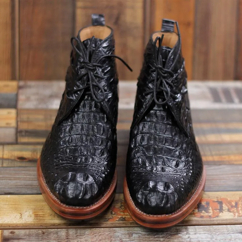 Italian Crocodile Skin Ankle Boots for Men