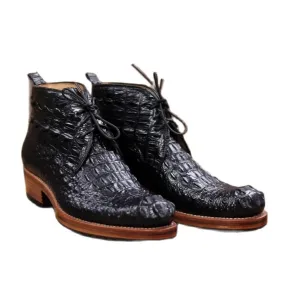 Italian Crocodile Skin Ankle Boots for Men