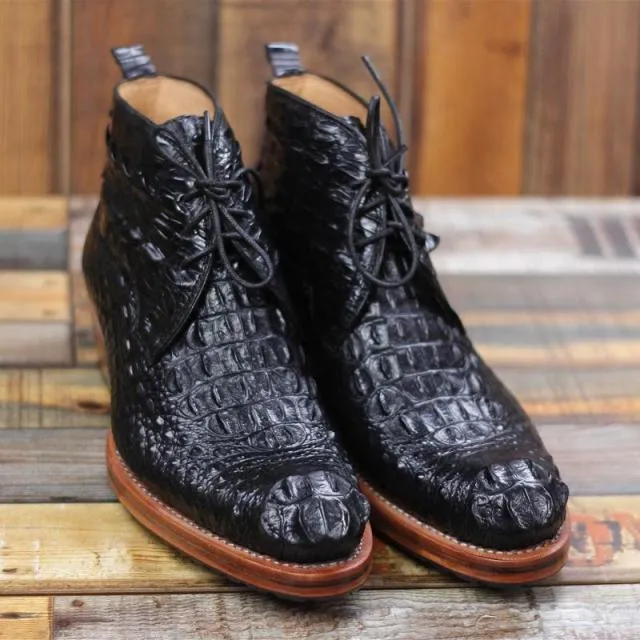 Italian Crocodile Skin Ankle Boots for Men