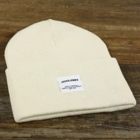 Jack And Jones White Knit Beanie with High Cuff featuring Turtle Dove Pattern