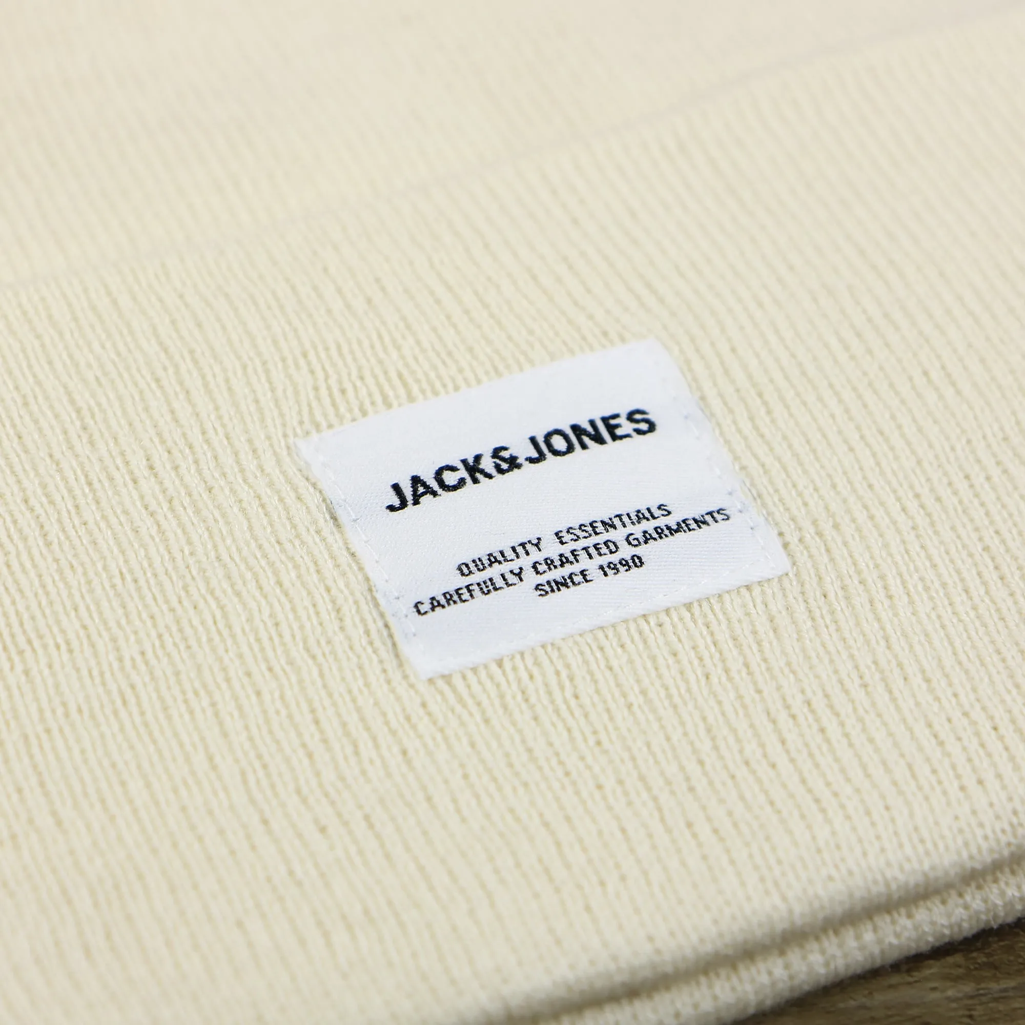 Jack And Jones White Knit Beanie with High Cuff featuring Turtle Dove Pattern