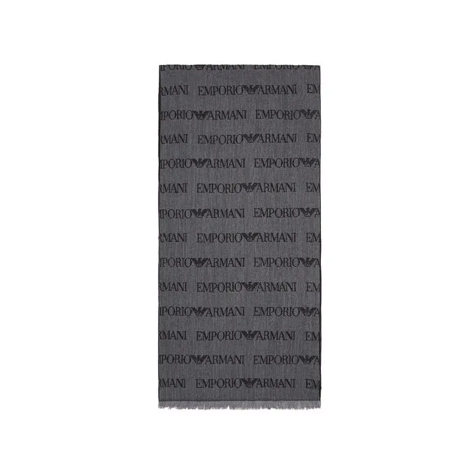 Jacquard Grey Logo Scarf for Men