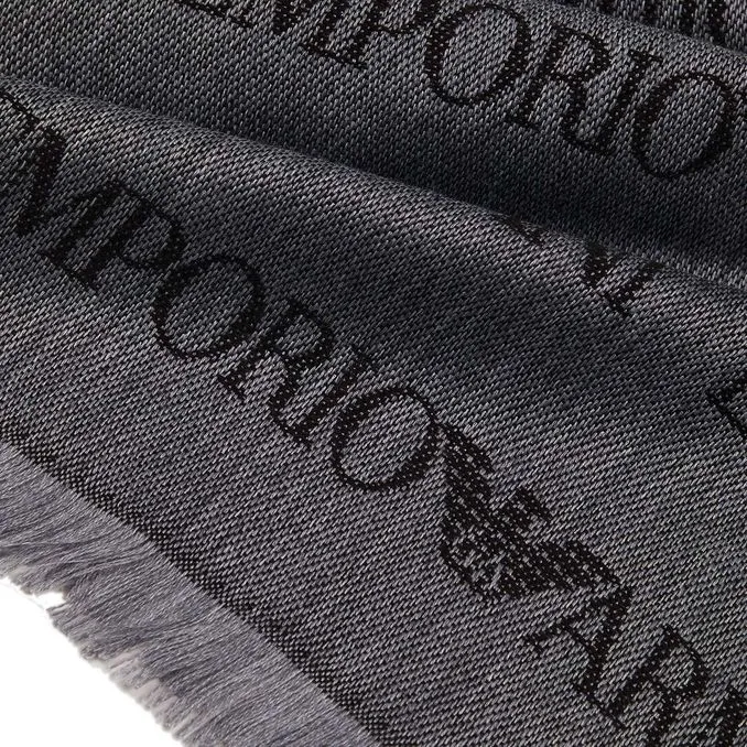 Jacquard Grey Logo Scarf for Men