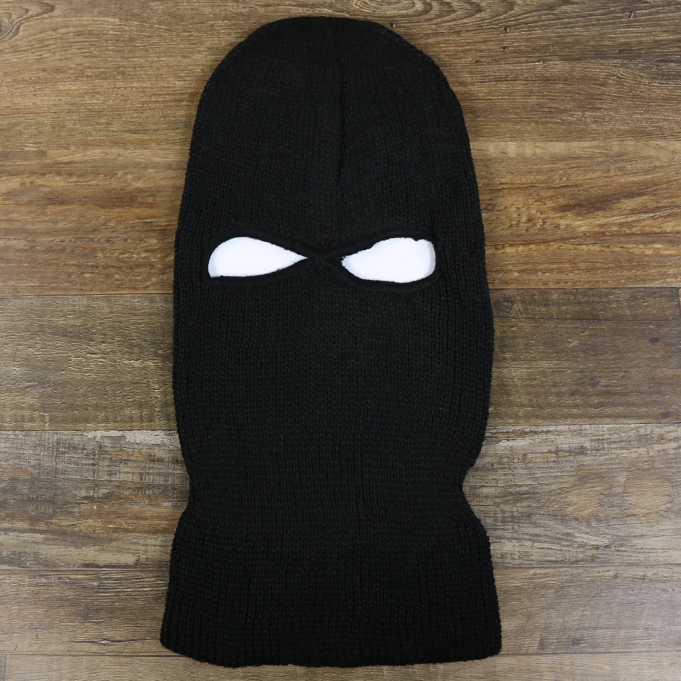 Jet Black Blank Two Hole Winter Knit Face Mask - Black Ski Mask