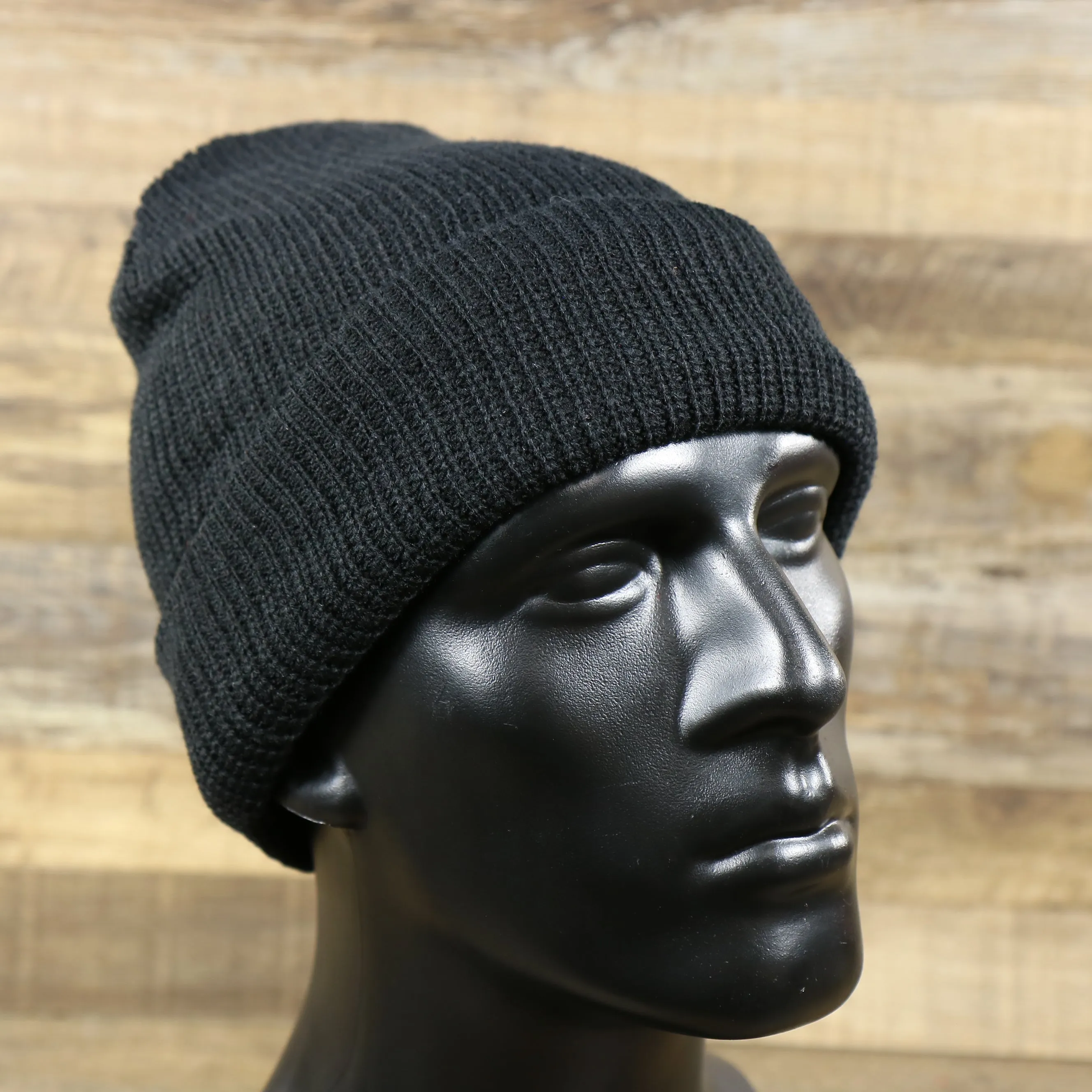 Jet Black Blank Two Hole Winter Knit Face Mask - Black Ski Mask