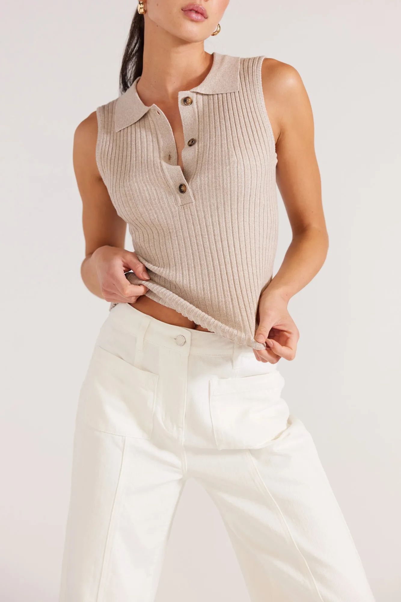 Josie Collared Knit Tank by Staple the Label