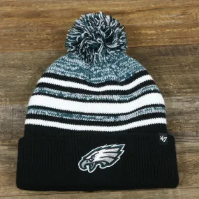 Kid's Philadelphia Eagles Striped Winter Beanie in Black, Midnight Green, and White