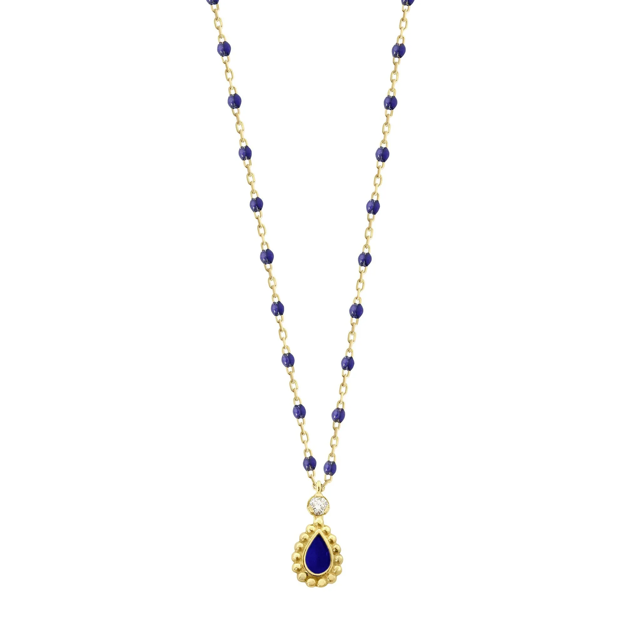 Lapis Mini Lucky Cashmere Necklace, 16.5 Inches, Yellow Gold