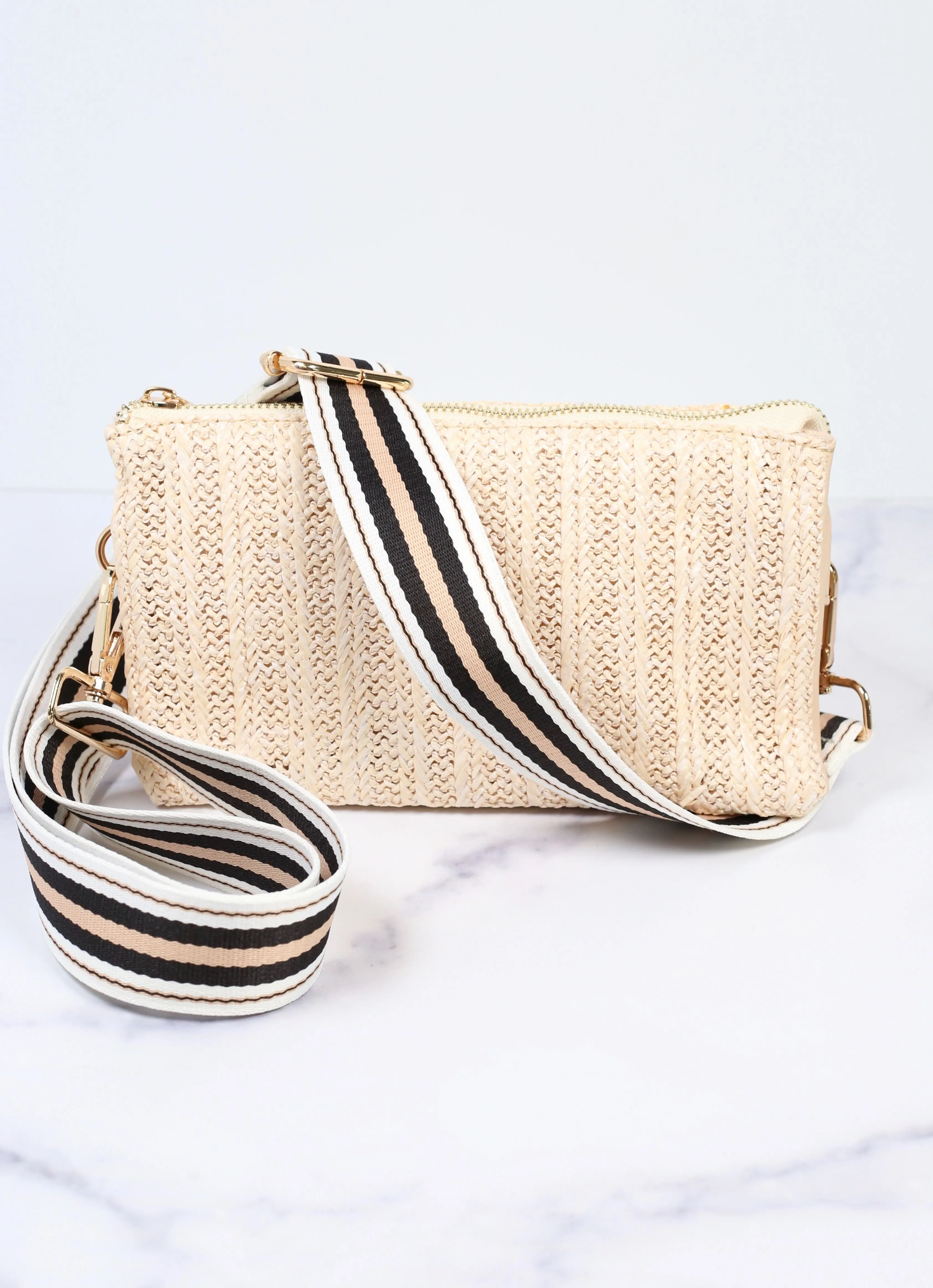 Layla Crossbody Strap NATURAL STRIPE