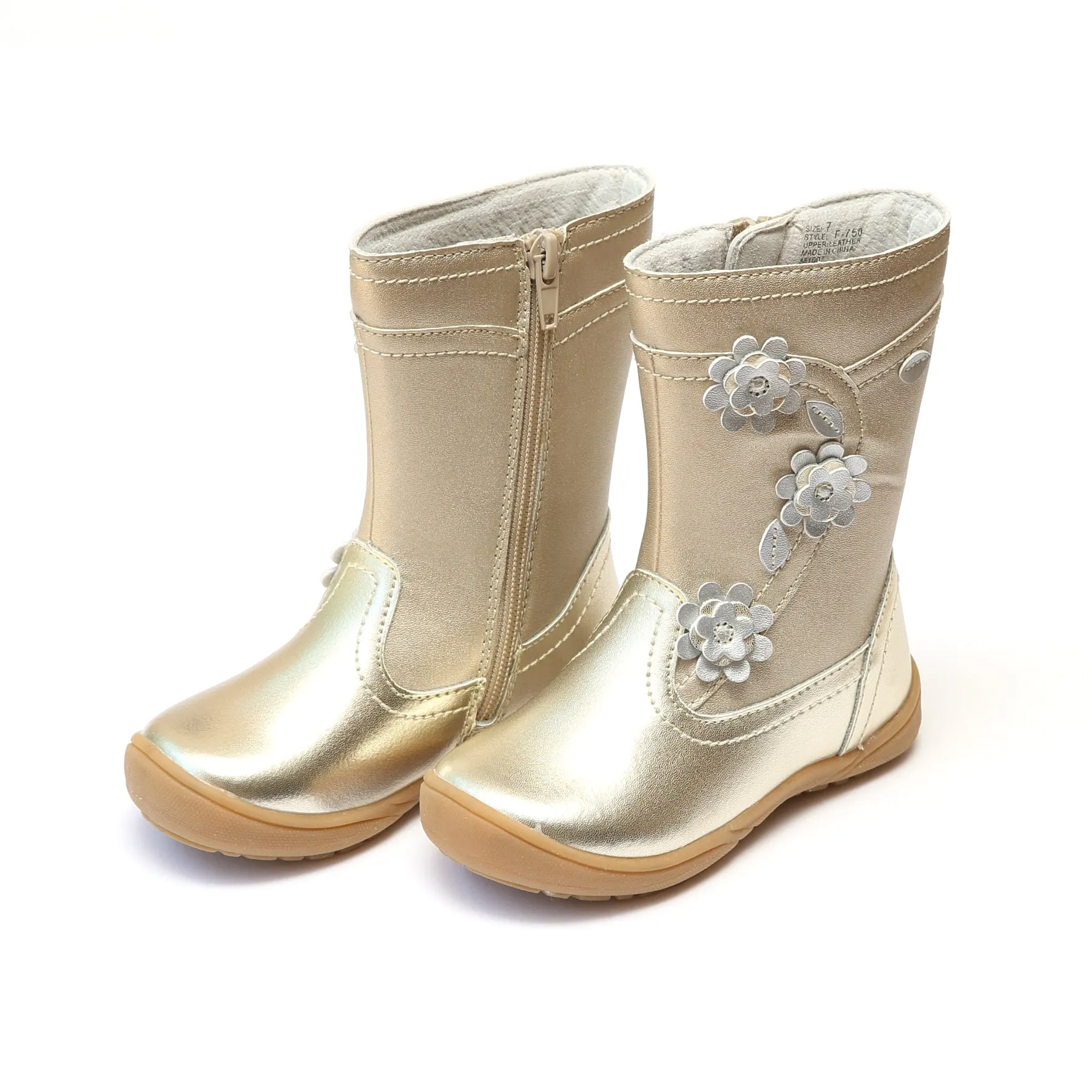 Leather Flower Mid Boot - Brittany - Stitched