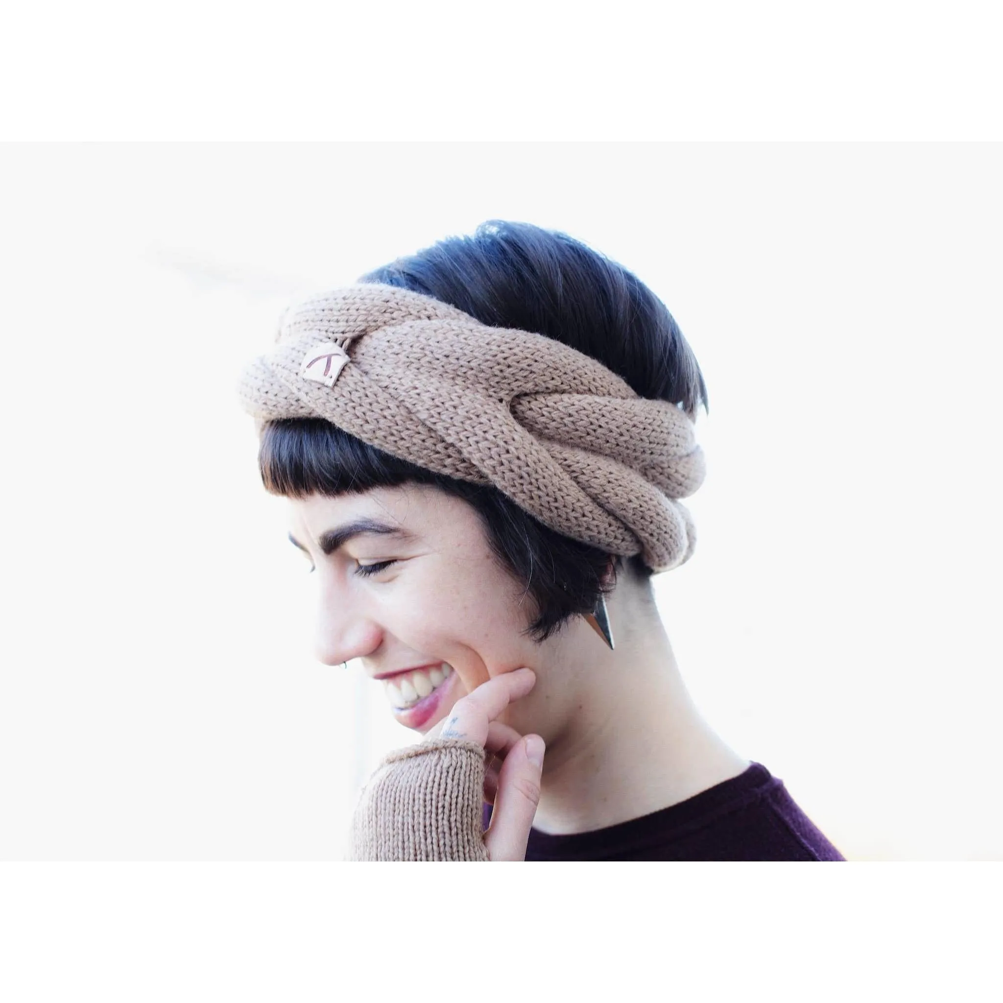 Light Brown Wool Knitted Headband