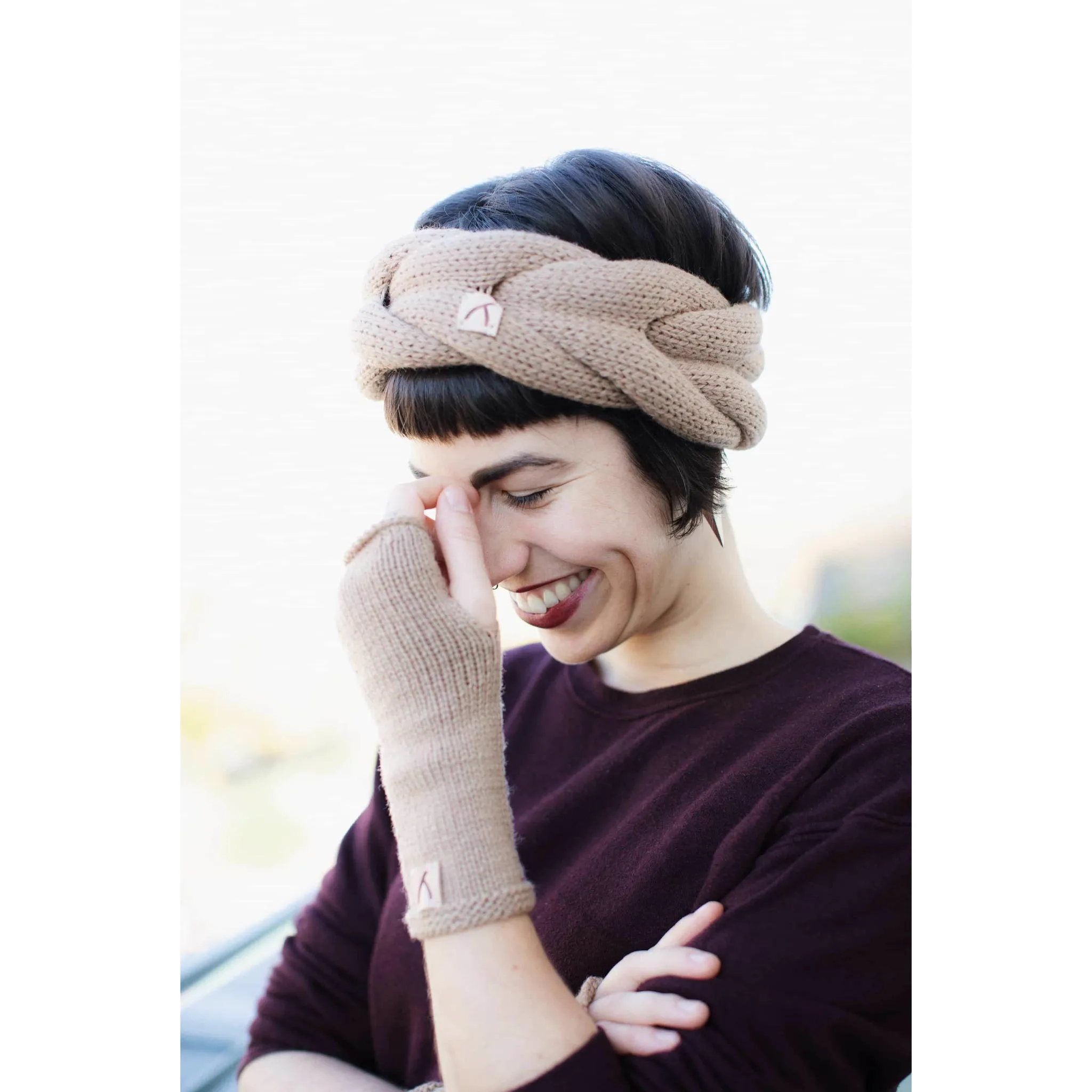 Light Brown Wool Knitted Headband