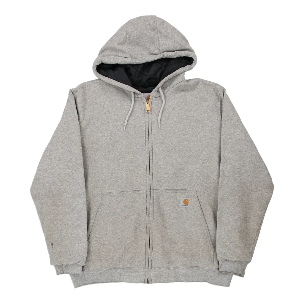 Lined Carhartt Hoodie - Large Grey Cotton Blend