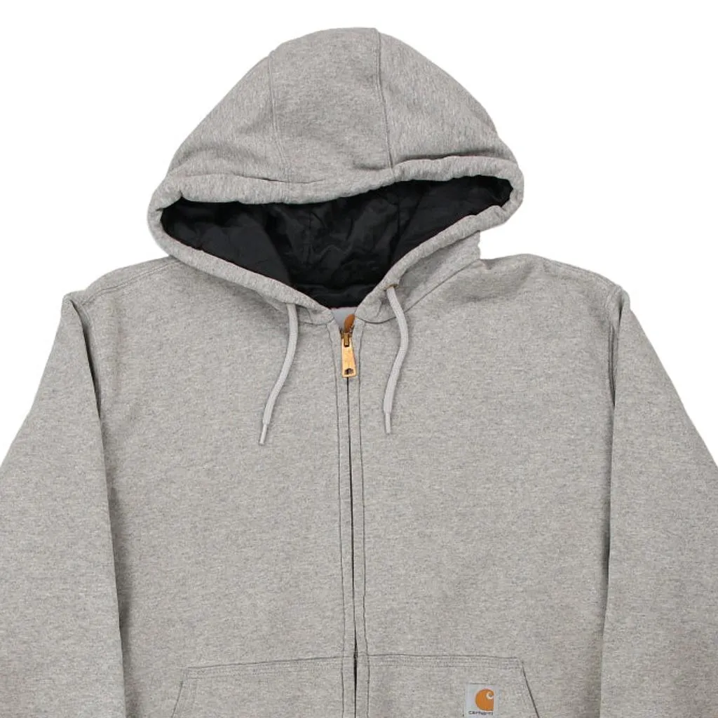 Lined Carhartt Hoodie - Large Grey Cotton Blend