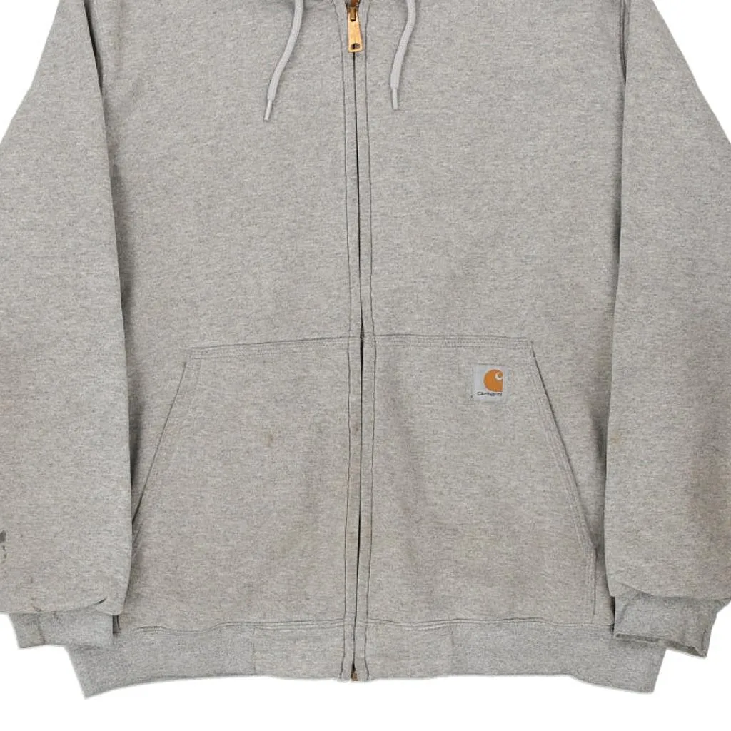 Lined Carhartt Hoodie - Large Grey Cotton Blend