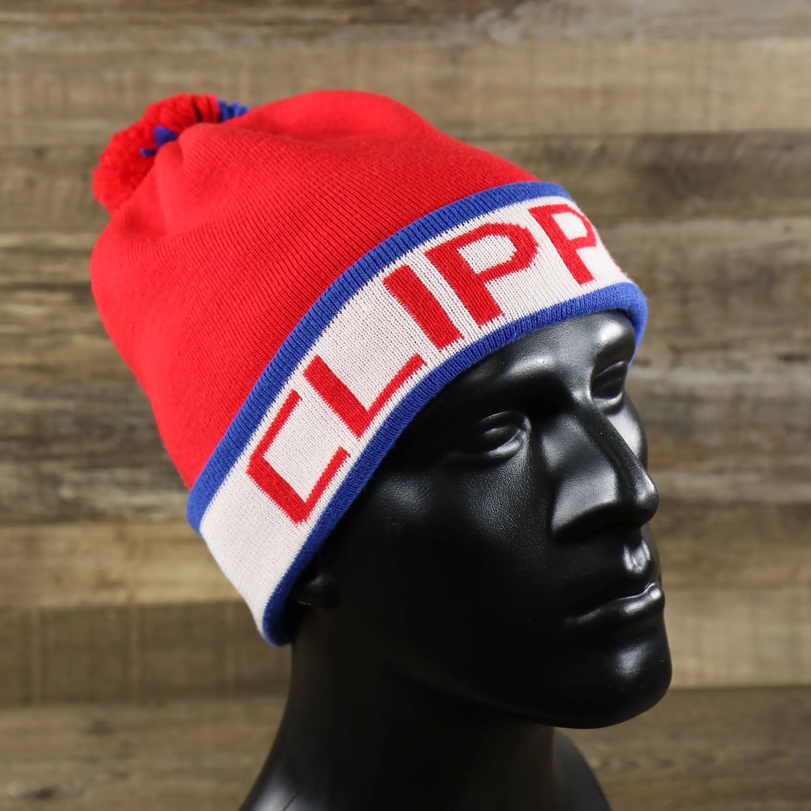 Los Angeles Clippers Winter Beanie | Red Pom Pom Beanie with Clippers Pin