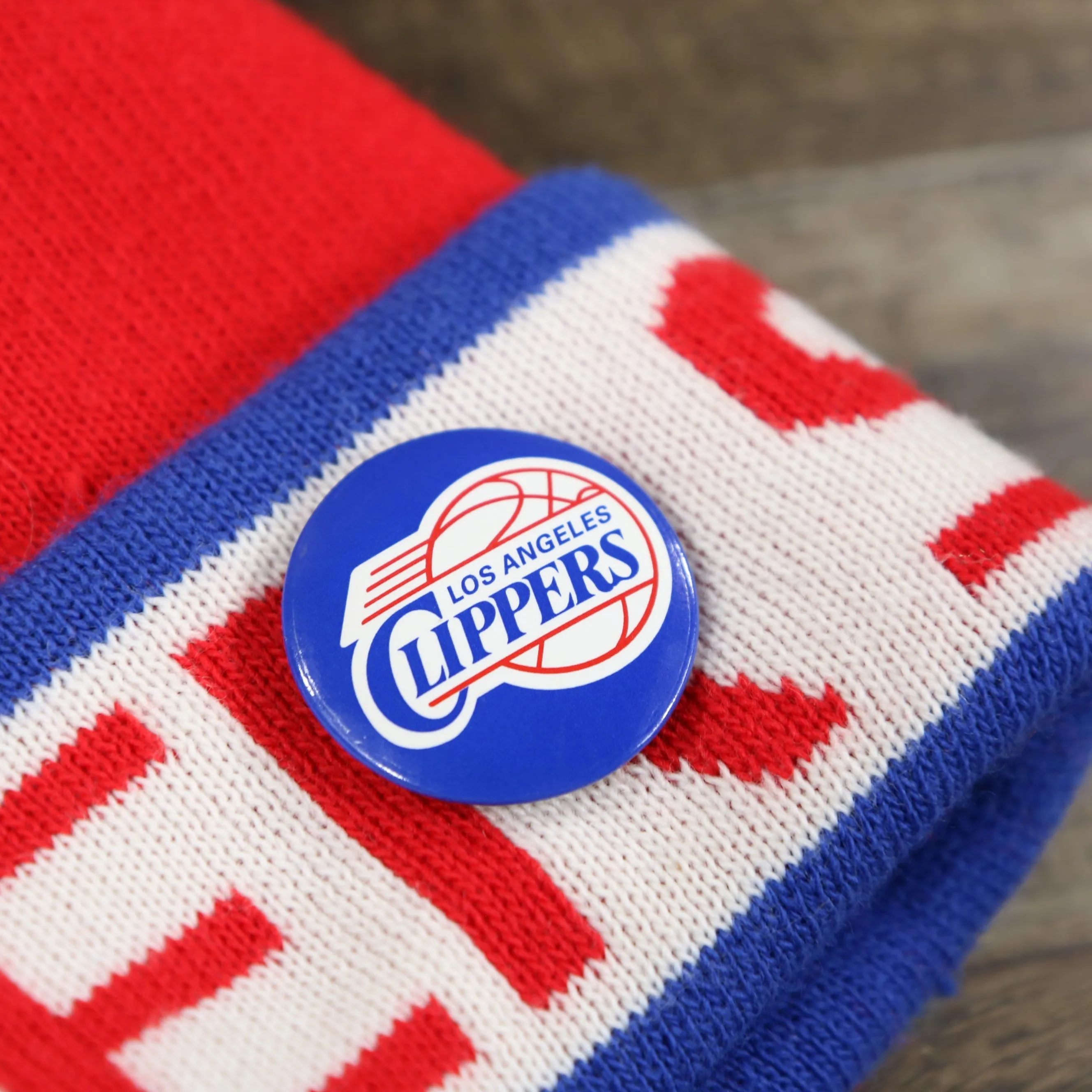 Los Angeles Clippers Winter Beanie | Red Pom Pom Beanie with Clippers Pin