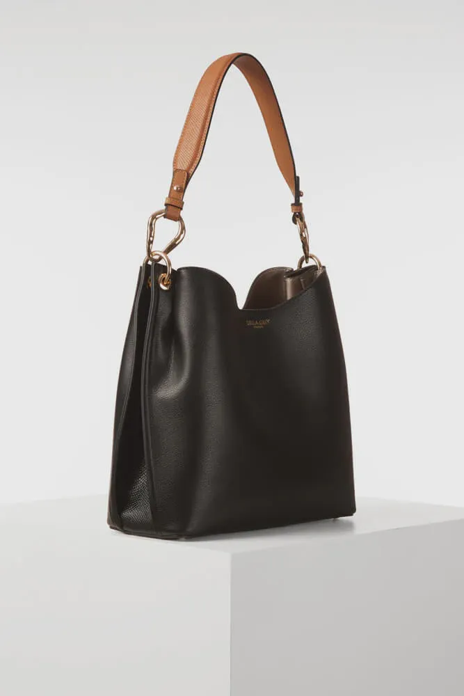 Luella Grey Phoebe Hobo Tote Bag Black/Tan